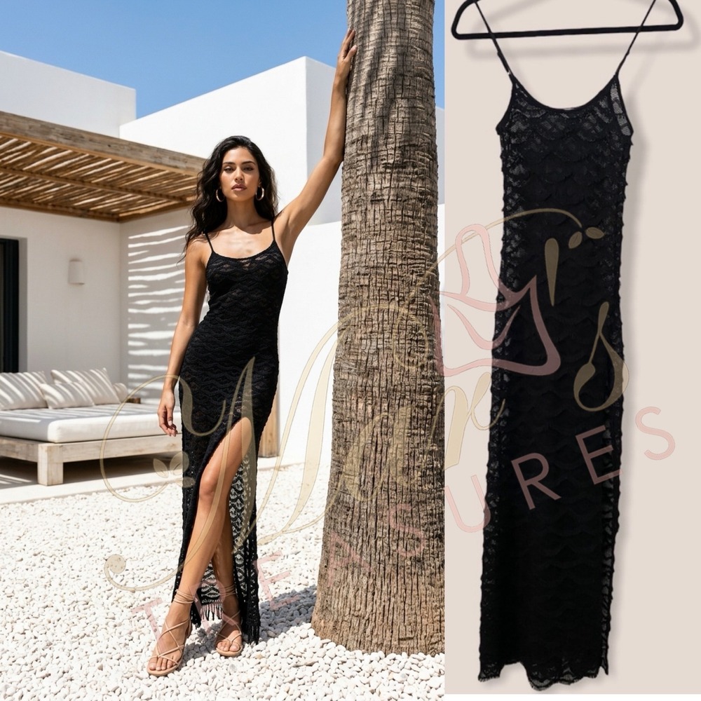 Wildfox Swim Mesh Maxi Dress Cover up Black Sz XS
